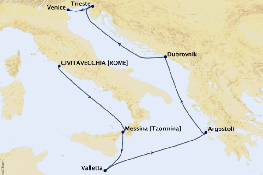 Map for 7 Night Mediterranean