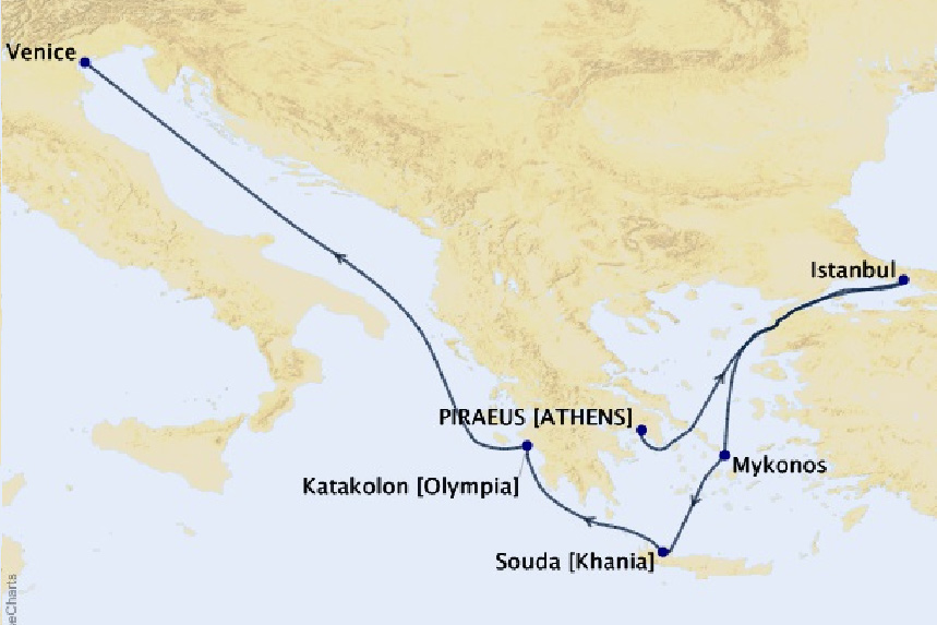 Map for 7 Night Mediterranean