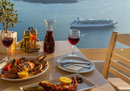 Meal Overlooking Ship