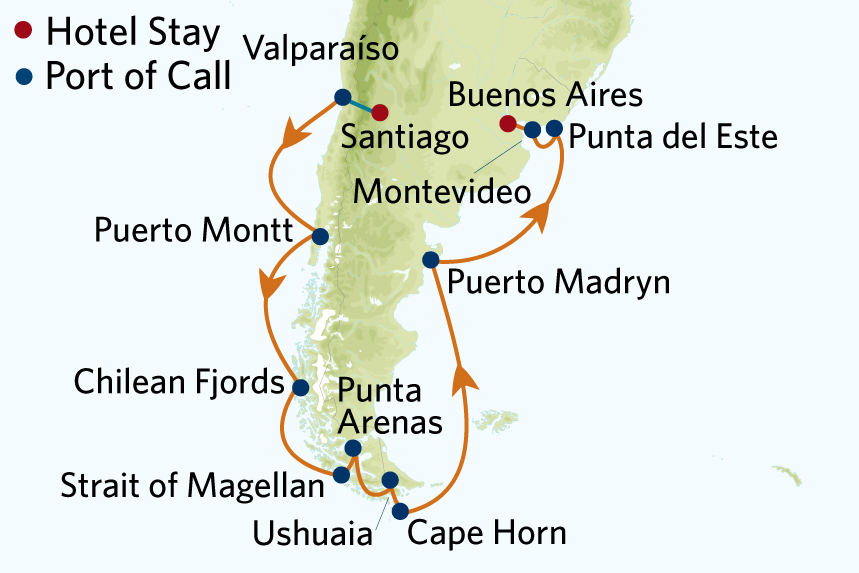 CEL Infnity South America Cruise Map