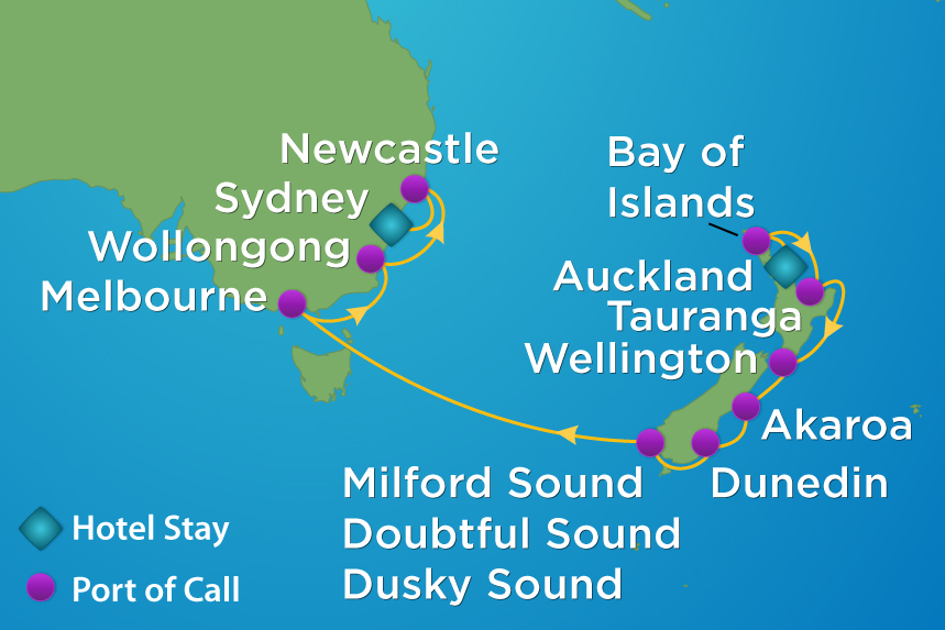 Radiance of the Seas Australia and New Zealand Cruise Map
