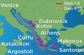 Greek Isles 14nt Cruise Map