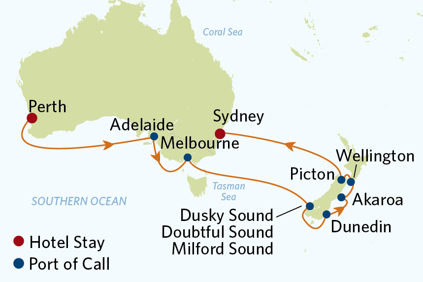 Celebrity Solstice Australia and New Zealand Cruise Map