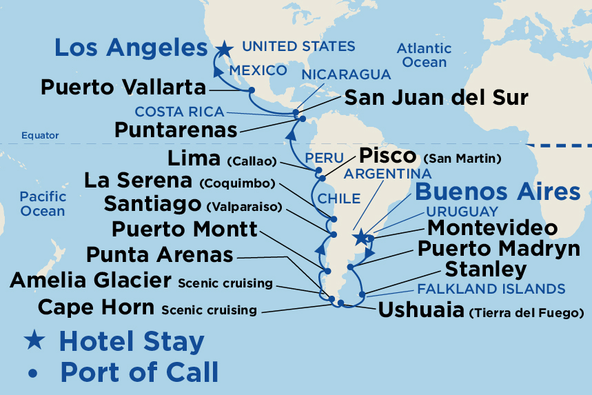 South America Princess Air Package Map