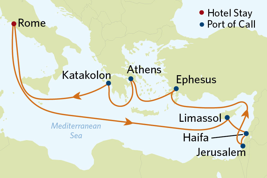 Map for 14 Night Holy Land Value Inclusive Package